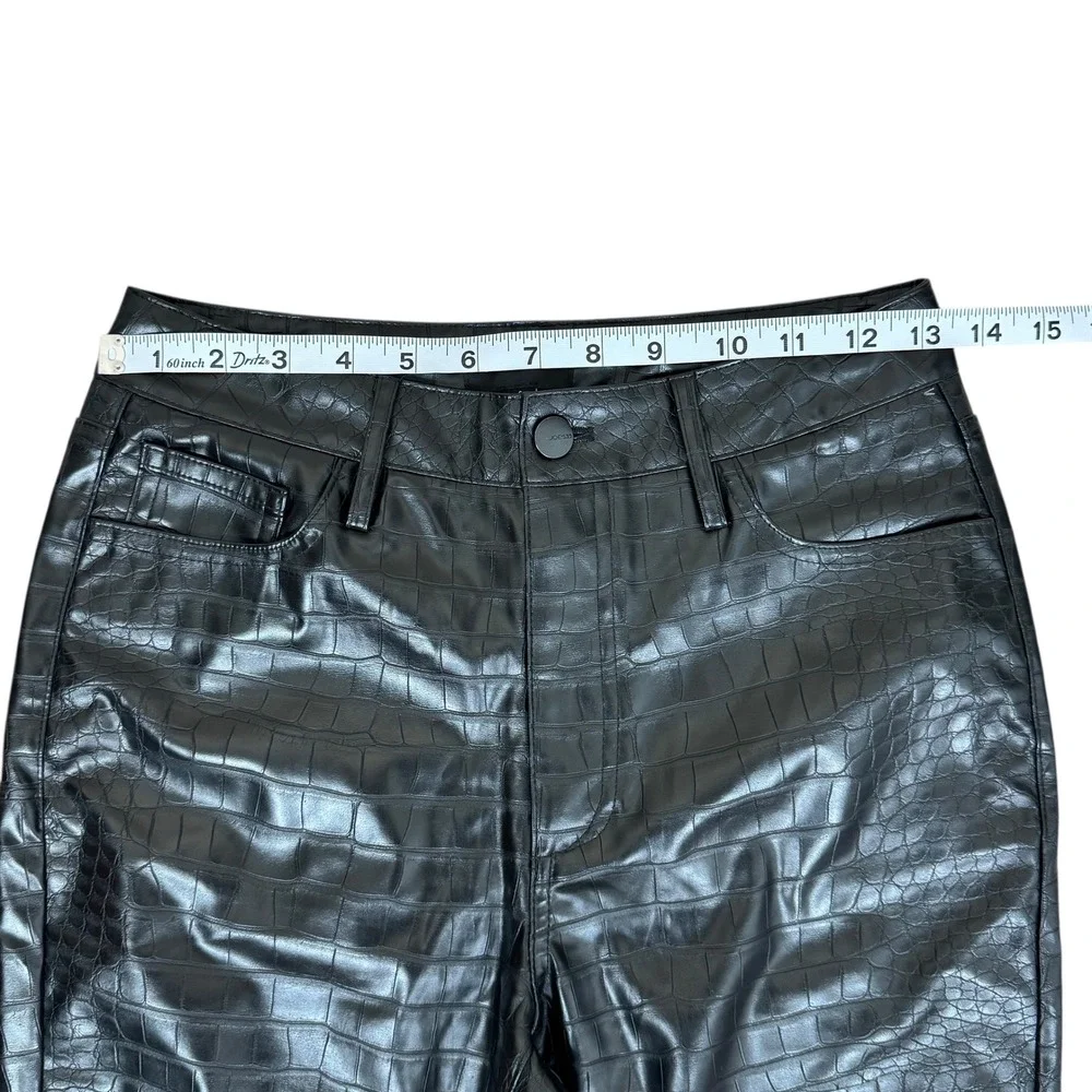 JOE'S Jeans Black Croc Embossed Faux Leather Bootcut Ankle‎ Pants Size Small